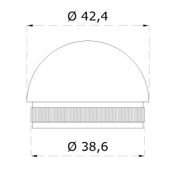Ukončenie na trubku ø 42,4 mm, brúsená nerez AISI 304 Ukončenie na trubku ø 42,4 mm, brúsená nerez AISI 304